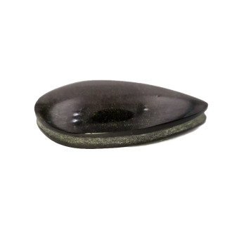 Cabochon en obsidienne dorée en forme de goutte. Obsidienne du Mexique