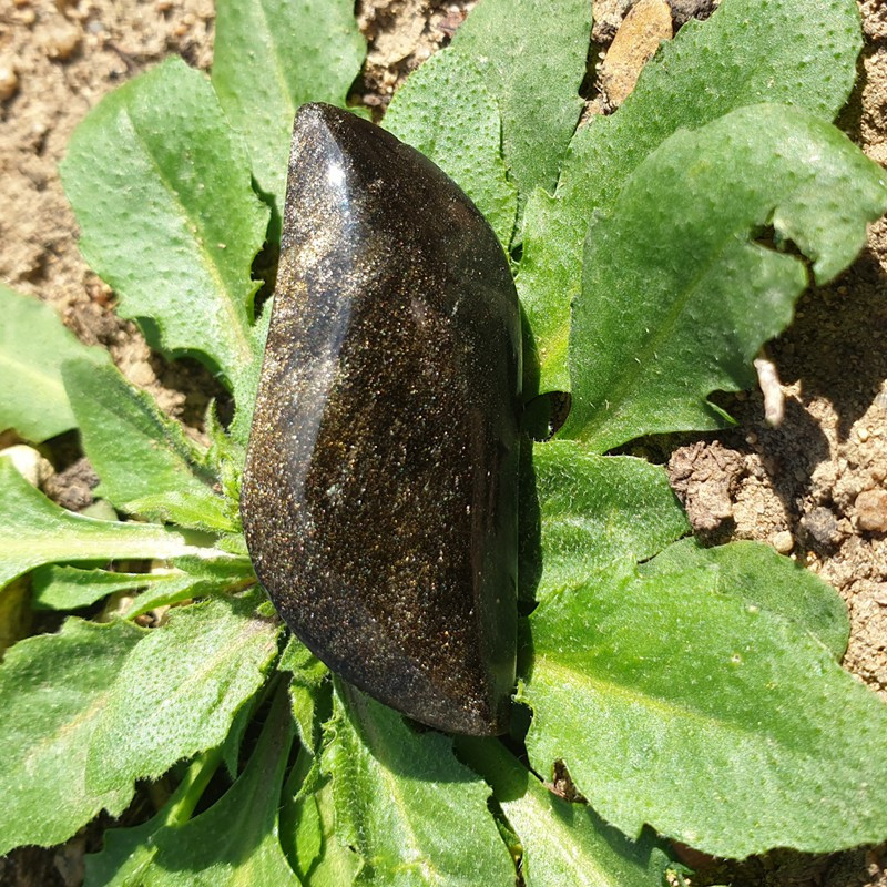 Cabochon en obsidienne dorée