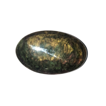 Cabochon en obsidienne manto huichol