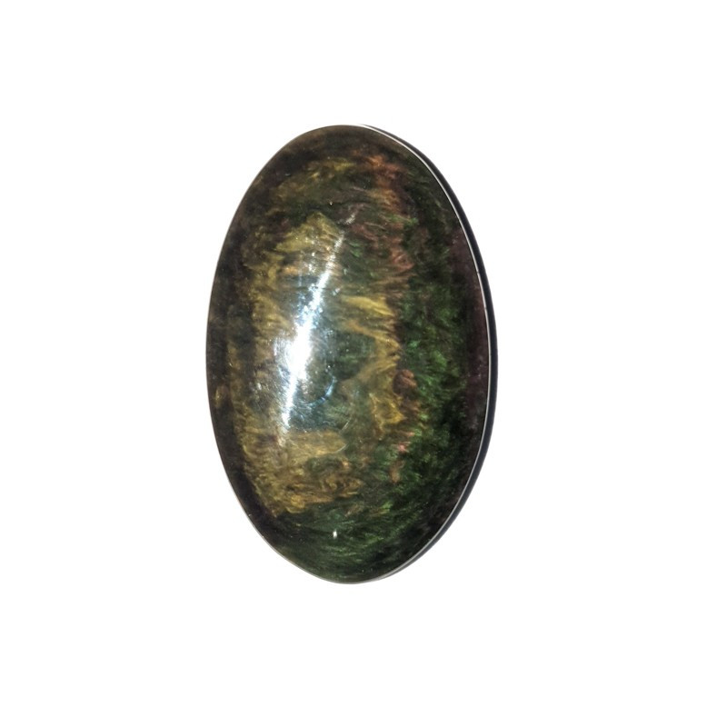 Cabochon en obsidienne manto huichol