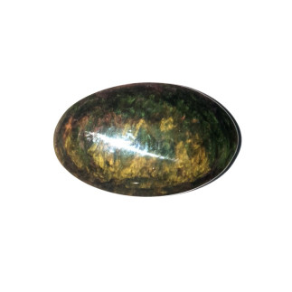 Cabochon rainuré, taillé en obsidienne manto huichol du Mexique