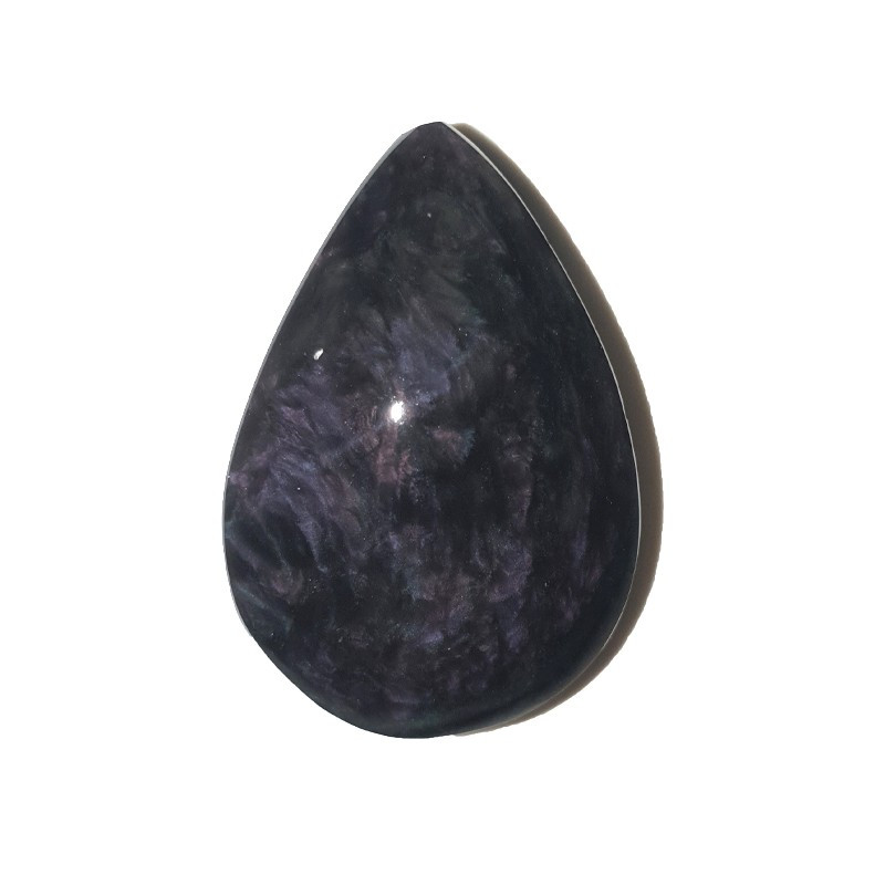 Cabochon en obsidienne manto huichol