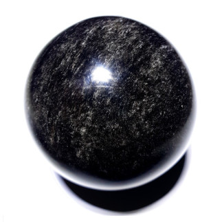 Sphère en obsidienne argentée en provenance du Mexique.