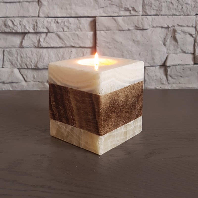 Bougeoir cube bicolore