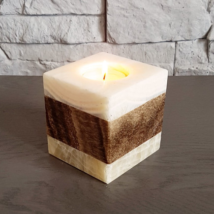 Bougeoir cube bicolore