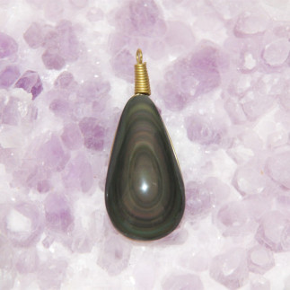 Pendentif en obsidienne oeil céleste