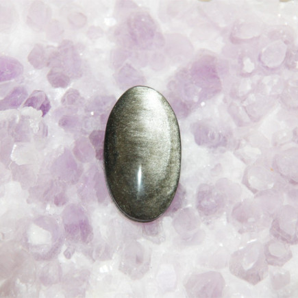 Cabochon Obsidienne Argentée Ovale – Pierre Naturelle du Mexique