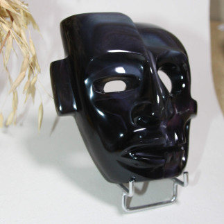 Incroyable masque de Vie et de Mort, taillé en obsidienne œil céleste