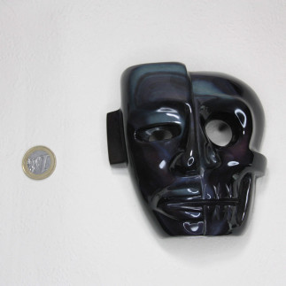 Incroyable masque de Vie et de Mort, taillé en obsidienne œil céleste