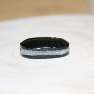 Cabochon scarabée en obsidienne noire du Mexique