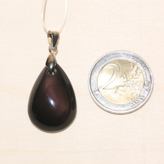 Pendentif artisanale en obsidienne arc-en-ciel du Mexique