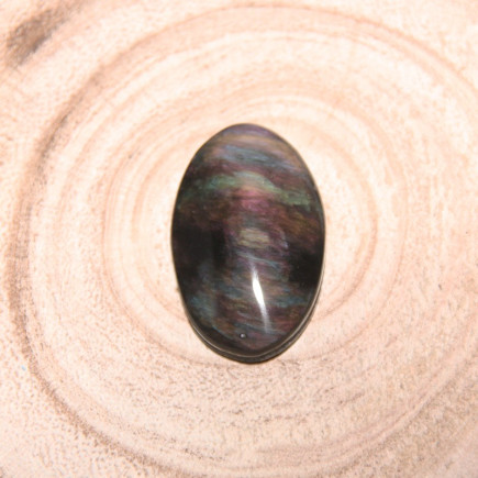 Cabochon ovale en obsidienne manto huichol | Lune d'Obsidienne