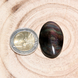 Cabochon ovale en obsidienne manto huichol | Lune d'Obsidienne