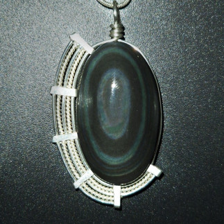 Pendentif en obsidienne œil céleste | Collection P'tite Lune d'Onyx