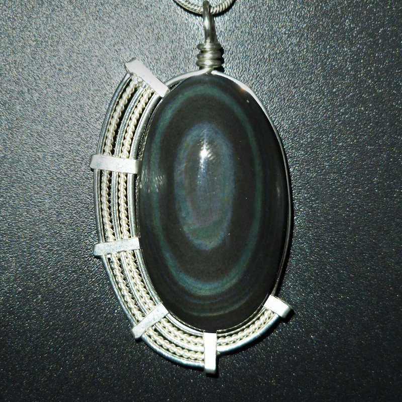 Pendentif en obsidienne œil célese