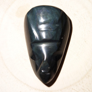 Cabochon en obsidienne manto huichol