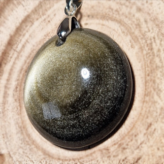 Pendentif en obsidienne dorée | Artisanat mexicain en pierre naturelle