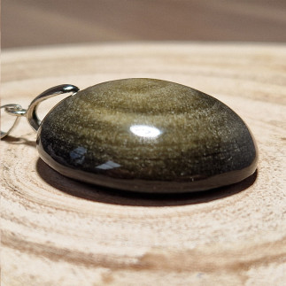 Pendentif en obsidienne dorée | Artisanat mexicain en pierre naturelle