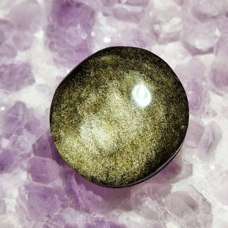 Cabochon rond en obsidienne dorée | Obsidienne du Mexique