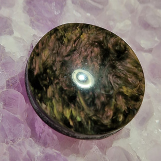 Cabochon pour pendentif en obsidienne manto huichol