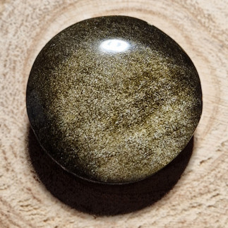 Cabochon rond, taillé en obsidienne dorée, idéal pour vos créations