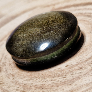 Cabochon rond, taillé en obsidienne dorée, idéal pour vos créations