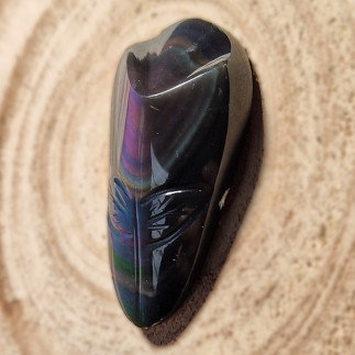 Cabochon Fleur en Obsidienne Œil Céleste | Obsidienne du Mexique