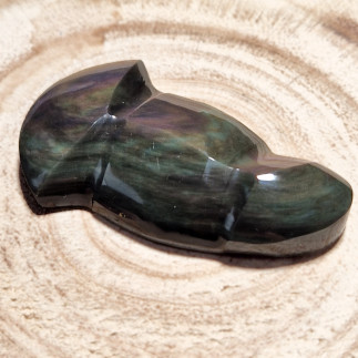 Cabochon en forme de vierge en Obsidienne Manto Huichol | Obsidienne du Mexique