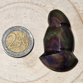 Cabochon en forme de vierge en Obsidienne Manto Huichol | Obsidienne du Mexique