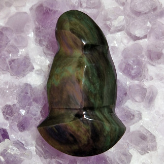 Cabochon en forme de vierge en Obsidienne Manto Huichol | Obsidienne du Mexique