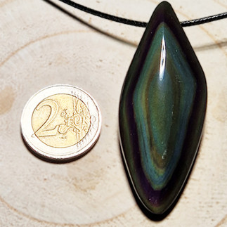 Pendentif obsidienne oeil céleste Mexique | Artisanat mexicain en pierre