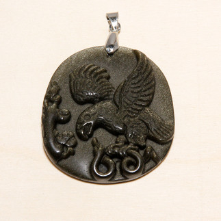 Pendentif en obsidienne dorée