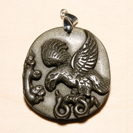 Pendentif en obsidienne dorée