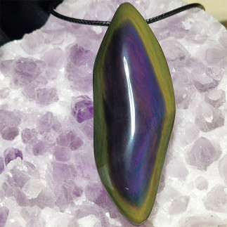 Pendentif obsidienne oeil céleste Mexique | Artisanat mexicain en pierre