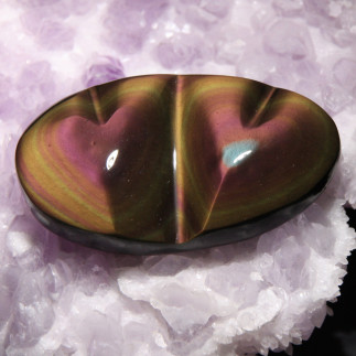 Double Cœur Obsidienne Arc-en-Ciel (Œil Céleste) du Mexique