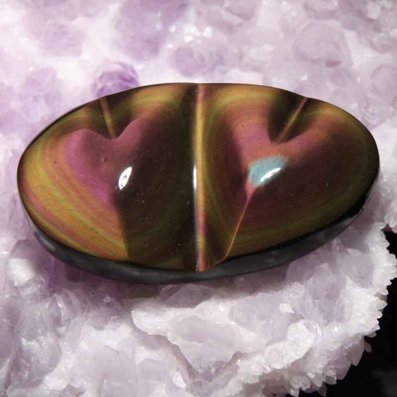 Double cœur en obsidienne œil céleste