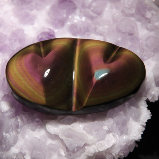 Double Cœur Obsidienne Arc-en-Ciel (Œil Céleste) du Mexique