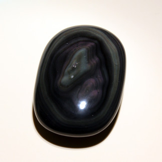 Pierre de massage en obsidienne œil céleste et manto huichol