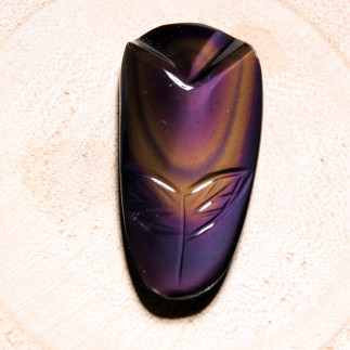 Cabochon tulipe en obsidienne arc-en-ciel