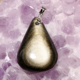 Pendentif goutte en obsidienne dorée – Élégance naturelle
