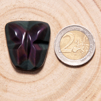 Cabochon papillon en obsidienne Manto Huichol – Sculpture artisanale