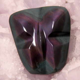 Cabochon papillon en obsidienne Manto Huichol – Sculpture artisanale