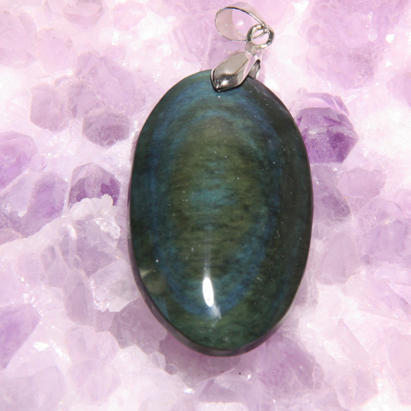 Pendentif en obsidienne manto huichol