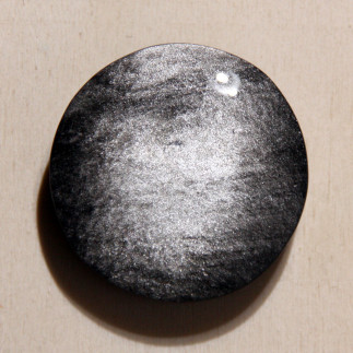 Cabochon en obsidienne argentée – Rainuré pour montage artisanal