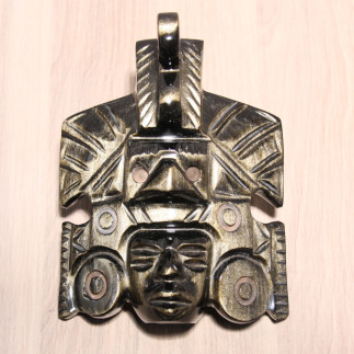 Masque guerrier aigle en obsidienne dorée