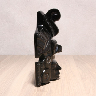 Masque de guerrier aigle en obsidienne dorée – Sculpture artisanale du Mexique