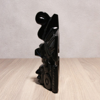 Masque de guerrier aigle en obsidienne dorée – Sculpture artisanale du Mexique