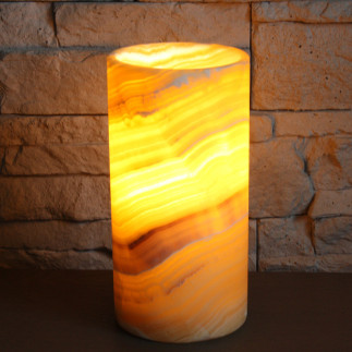 Lampe artisanale en onyx marbre orange – Lampe Itzamna