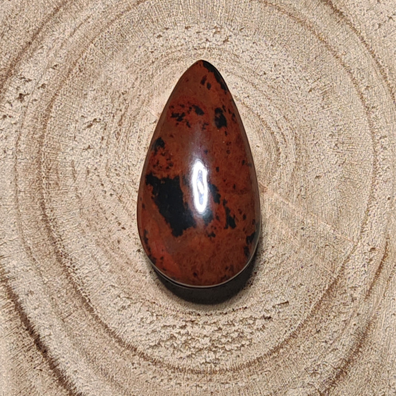 Cabochon en obsidienne acajou