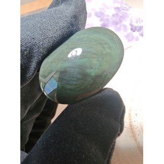 Cabochon en Obsidienne Manto Huichol Ovale – Pierre Protectrice du Mexique